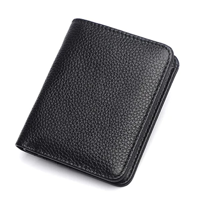 Black Fashion New Men's Wallet Genuine Leather Men Purse Small Wallet Short Men Card Holer Wallet Cowhide Soft Money Bag For Male - Цвет: Black