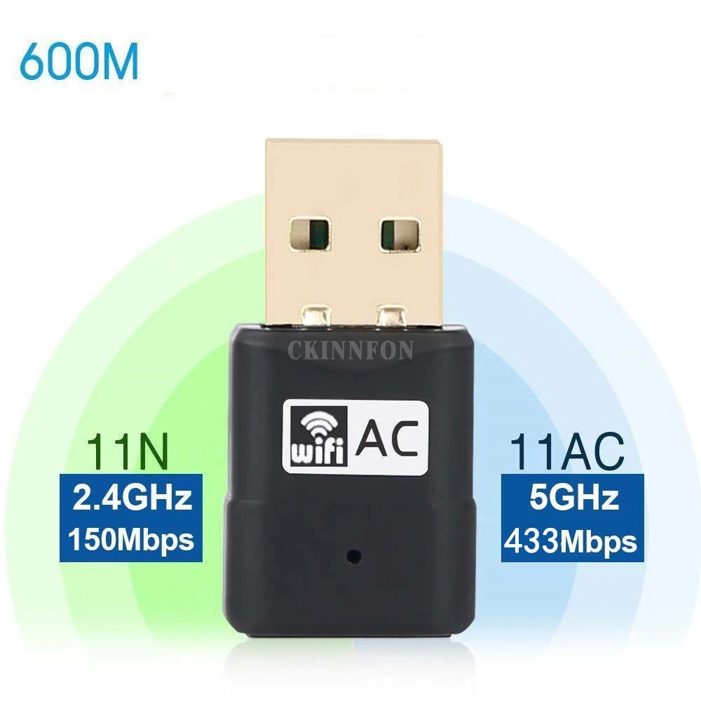 

DHL 100 шт мини беспроводной USB Wifi адаптер 600 м Бесплатный драйвер Wi-Fi сеть двухдиапазонный Lan USB Ethernet Wifi ключ 802.11n/ac