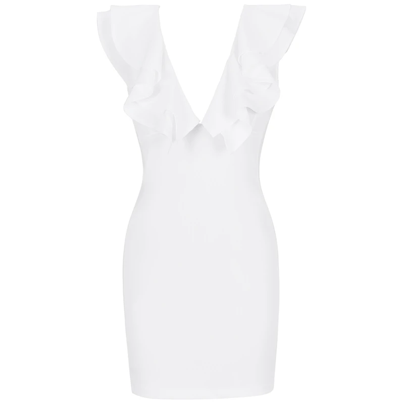 Белое вечернее платье с v образным вырезом и рукавами крылышками Ocstrade HI1035