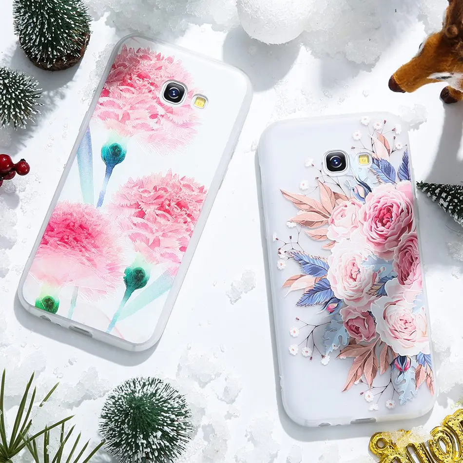 Kisscase чехол для самсунг Galaxy A3 A5 A7 A8 плюс 3D выбивает цветок мягкий чехол для самсунг S8 S9 плюс S7 край крышки чехол на самсунг j3 a5 S8 S9 S7