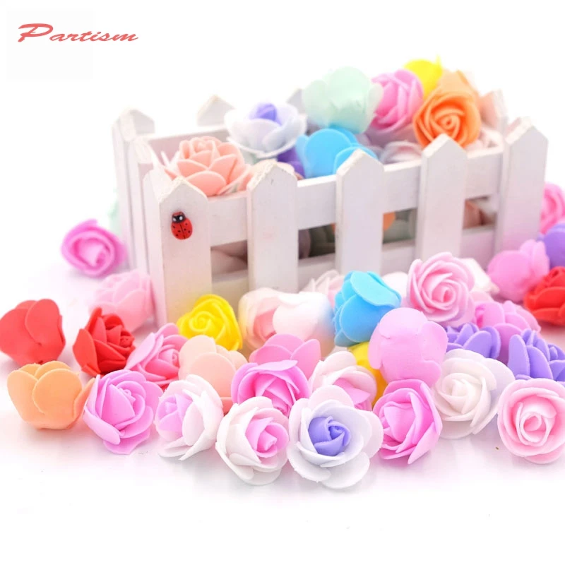 100 шт./лот 3 см мини пенополиэтилен роза искусственный цветок голову для Свадебные