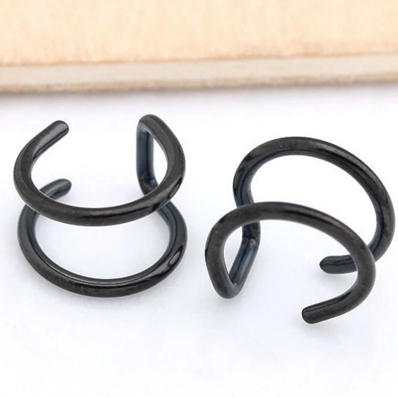 Женские двухслойные серьги-клипсы U-образной формы из стали | Украшения и