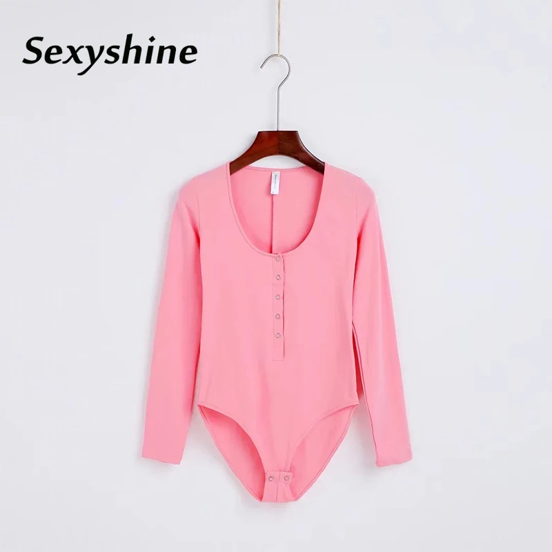 U neck button up sexy bodysuit women 2018 new fashion spring summer solid casual bodycon stylish long sleeve one-piece overalls | Женская