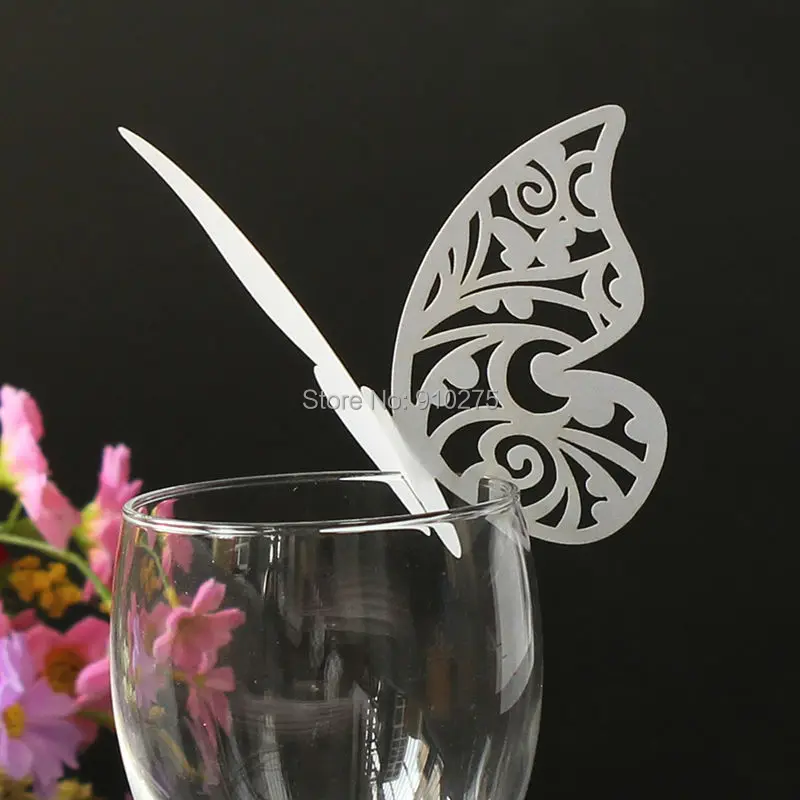 100 шт. лазерная резка Простая Бабочка Виноградная лоза вино стекло место