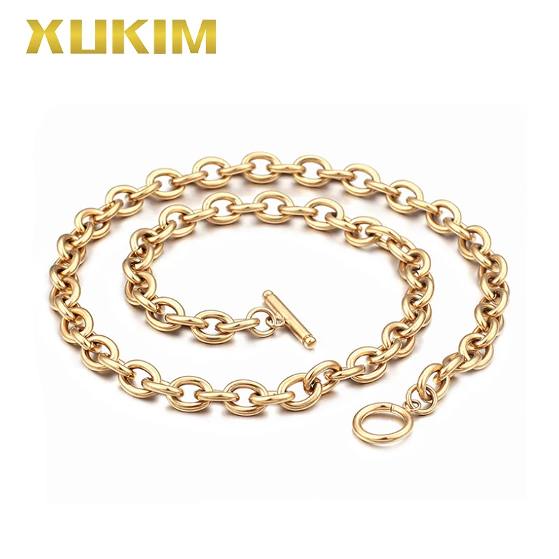 

XCN215 Xukim Jewelry stainless steel gold color hip hop Chain men fasion Clavicle necklace women 2019 new hot gift
