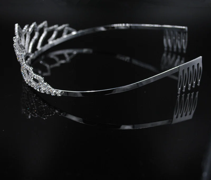 Роскошная Серебристая корона с кристаллами Великолепная свадебная тиара