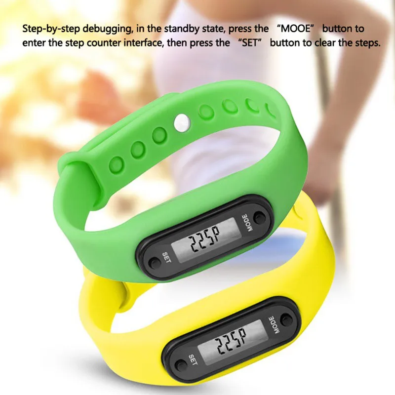 

Digital LCD Silicone Wrist Band Pedometers Run Step Adult Sport Fitness Multi-function Walking Calorie Counte Distance Counter