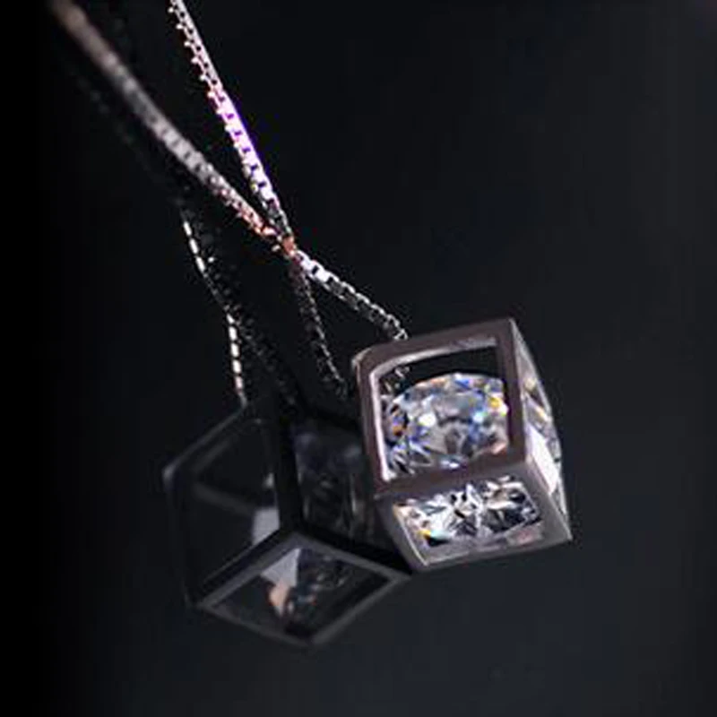 Creative Women Fashion White Gold Plated Necklace Ladies Popular Style Square Love Box Pendant | Украшения и аксессуары