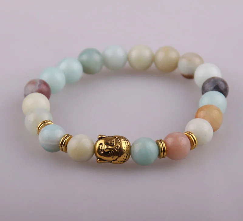 Модная женская повязка на руку 8 мм Амазонит натуральный камень античный золотой