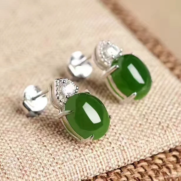 Серьги женские из серьги-гвоздики с драгоценными камнями серебра 925 пробы