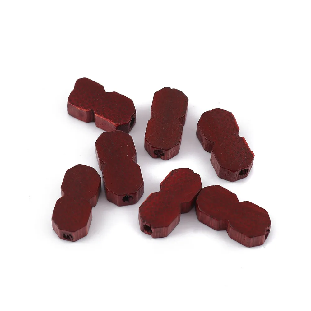 Doreen Box винтажные деревянные бусины с номером Коричневый Красный символ