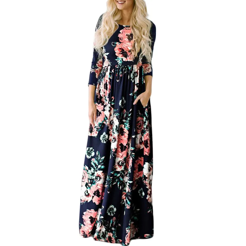 MG длинное платье макси с цветочным принтом Boho пляжное туника Бандажное