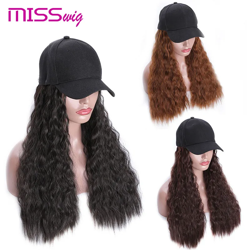Miss wig кудрявый Кудрявый Длинный 22 дюймов натуральный черный колпачок волосы для наращивания шляпа шиньон синтетический термостойкий волос кусок