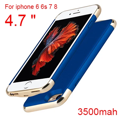 Зарядное устройство для iPhone 8 7 6 6s Plus зарядное устройство Powerbank ультра тонкий внешний чехол для телефона для iPhone 6, 6 S 7 8 X XS - Цвет: Blue for 6 6s 7 8