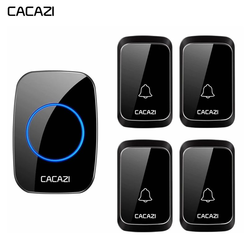 

CACAZI Waterproof Wireless Doorbell DC battery-operated 4 Button 1 Receiver 300M Remote Smart Home Cordless Doorbell Chime