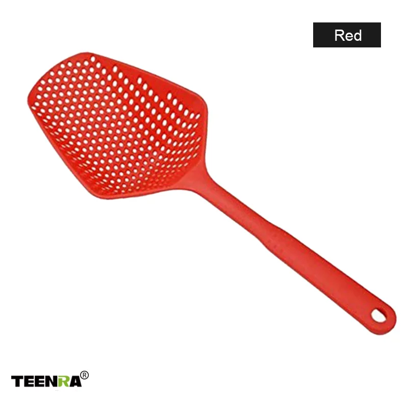 Красный TEENRA большой нейлоновый дуршлаг Овощной Совок Stainer протекающая Лопата Stainer фильтр для воды инструменты для овощей - Цвет: Красный