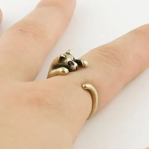 Min 1PC Animal Wrap Ring Kitten Bronze Jewelry Rings Comfortable Lucky For Men Women Gift | Украшения и аксессуары
