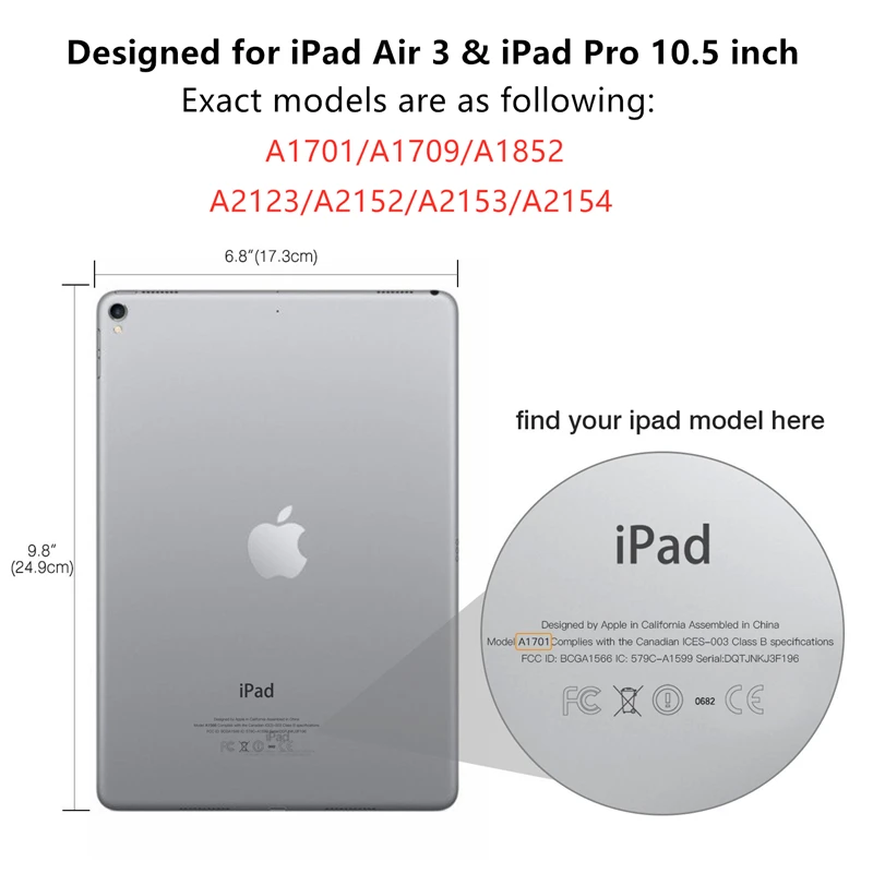 Чехол для iPad Air 3, для iPad Pro 10,5 дюймов, трехслойный, с подставкой, волшебная мягкая задняя крышка, смарт-чехол для iPad Air 3 поколения, 10,5 дюймов