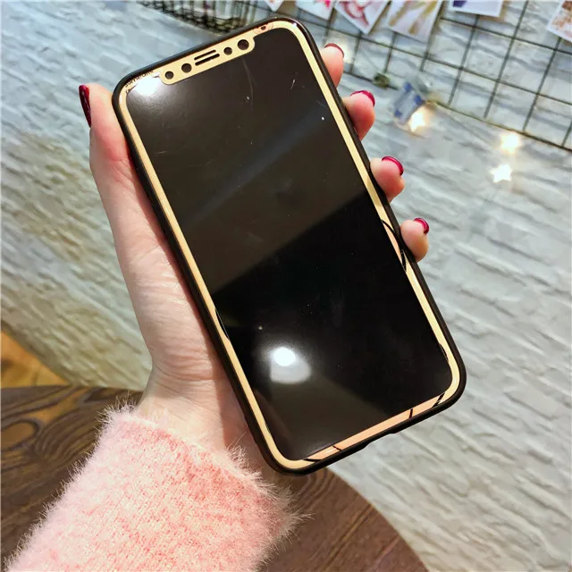 Для iPhone 6 Plus/6s/7/8 Plus X XR XS Max мягкий чехол для телефона+ спереди Экран протектор Закаленное Стекло