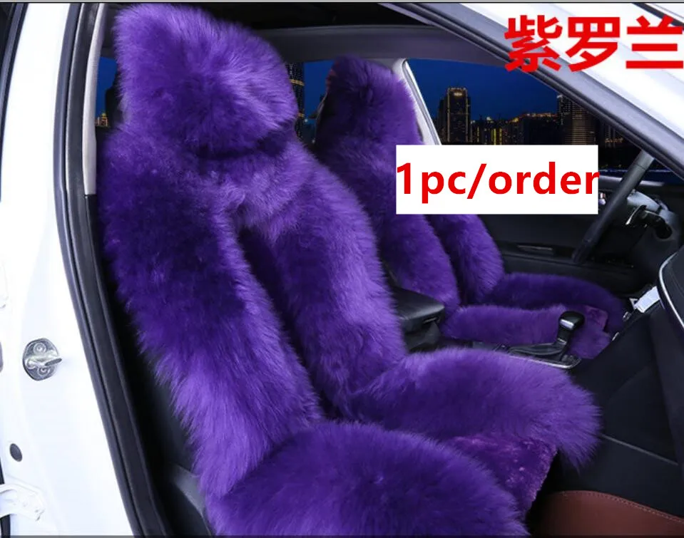 Single seat purple Натуральный мех Австралийская овчина чехлы для сидений автомобиля универсальный размер для сидений Аксессуары для автомобилей D025-B - Название цвета: Single seat purple