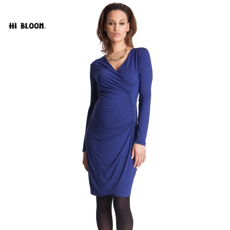 Hi bloom летнее платье до колена для беременных Одежда с v образным вырезом женщин
