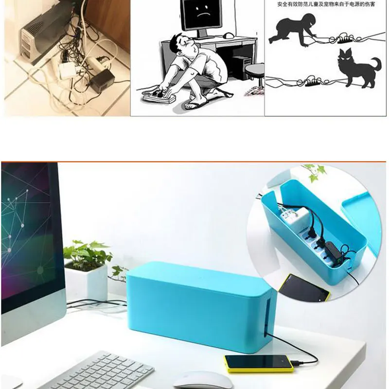 Съемный ящик для хранения кабеля 32 5x13x12 5 см черный и белый дизайн удобный