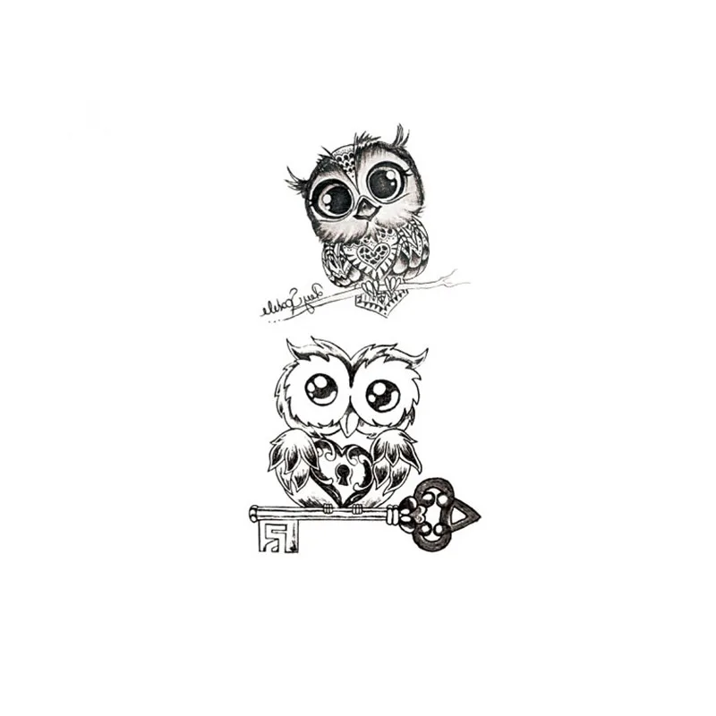 Искусственная переводная татуировка с изображением милой совы на руку 1 шт.
