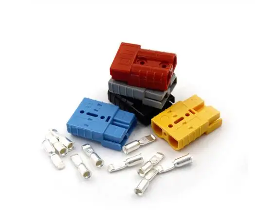 

10SET Two Pole Double pole Solar Caravan Boats pole 50A 600V Power Connector Plug 10pc Plug + 20pc Contacts Black Color