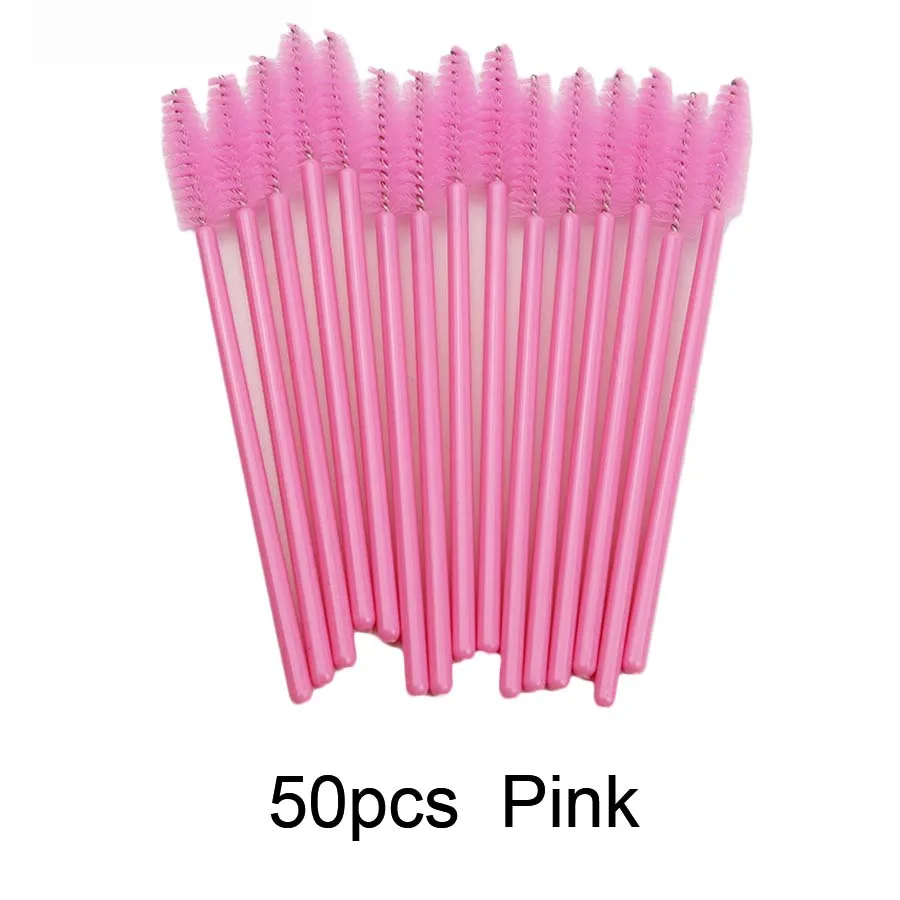 50pcs Pink Кисти для ресниц 50 шт. Кисть для макияжа палочки для туши одноразовые ресницы тушь для ресниц аппликатор палочка щетка для наращивания ресниц принадлежности - Цвет: 50pcs Pink