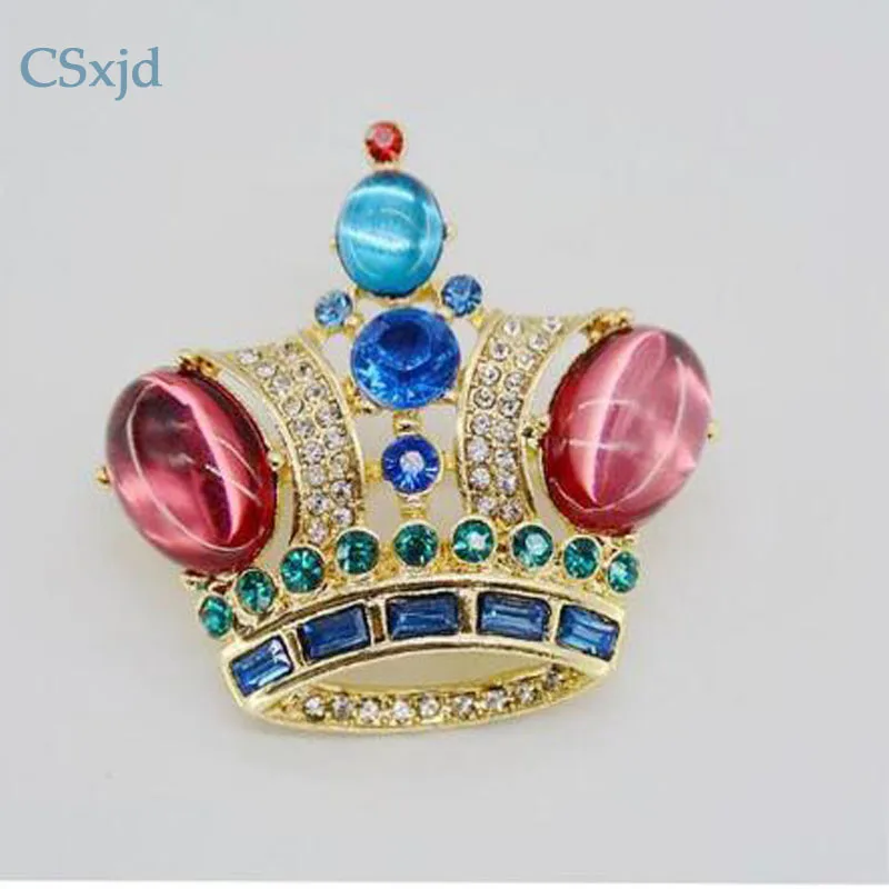 Винтажная брошь CSxjd с красной короной ювелирная изысканный подарок кристалино