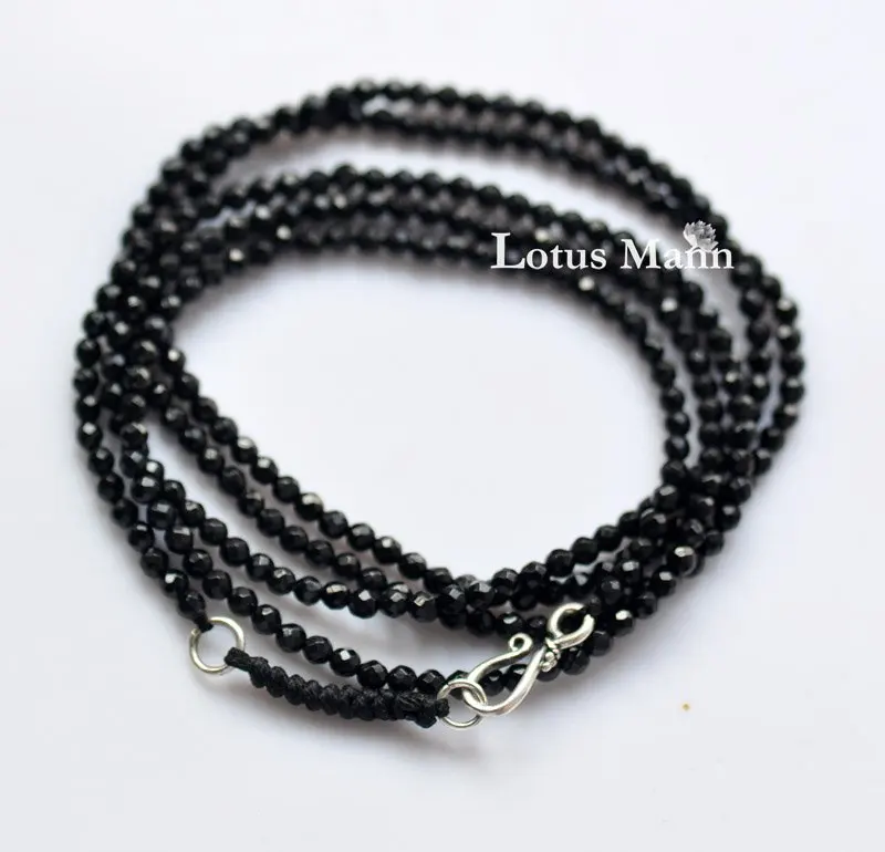 Браслет с одним обручем лотоса Манн из черного камня (16 см)|black stone|stone blackbracelet black