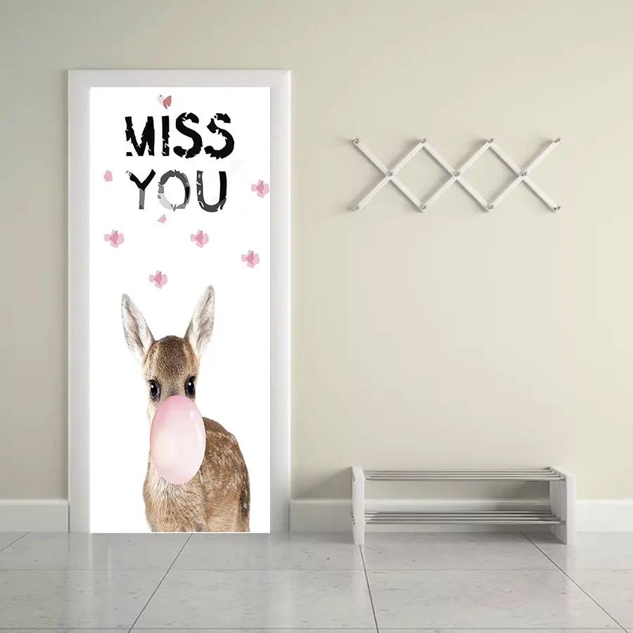 77x200 см 3D Miss You наклейки на дверь с кроликом для гостиной спальни кухни DIY
