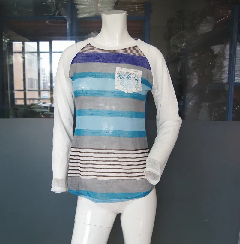 Кэрол Дневники Лето 2017 г. Футболки Женская Полосатая футболка с длинным рукавом