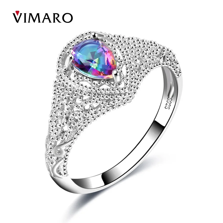 Фото Vimaro капли воды красочные Стекло Кольца для Для женщин выдалбливают кольцо Jewellery