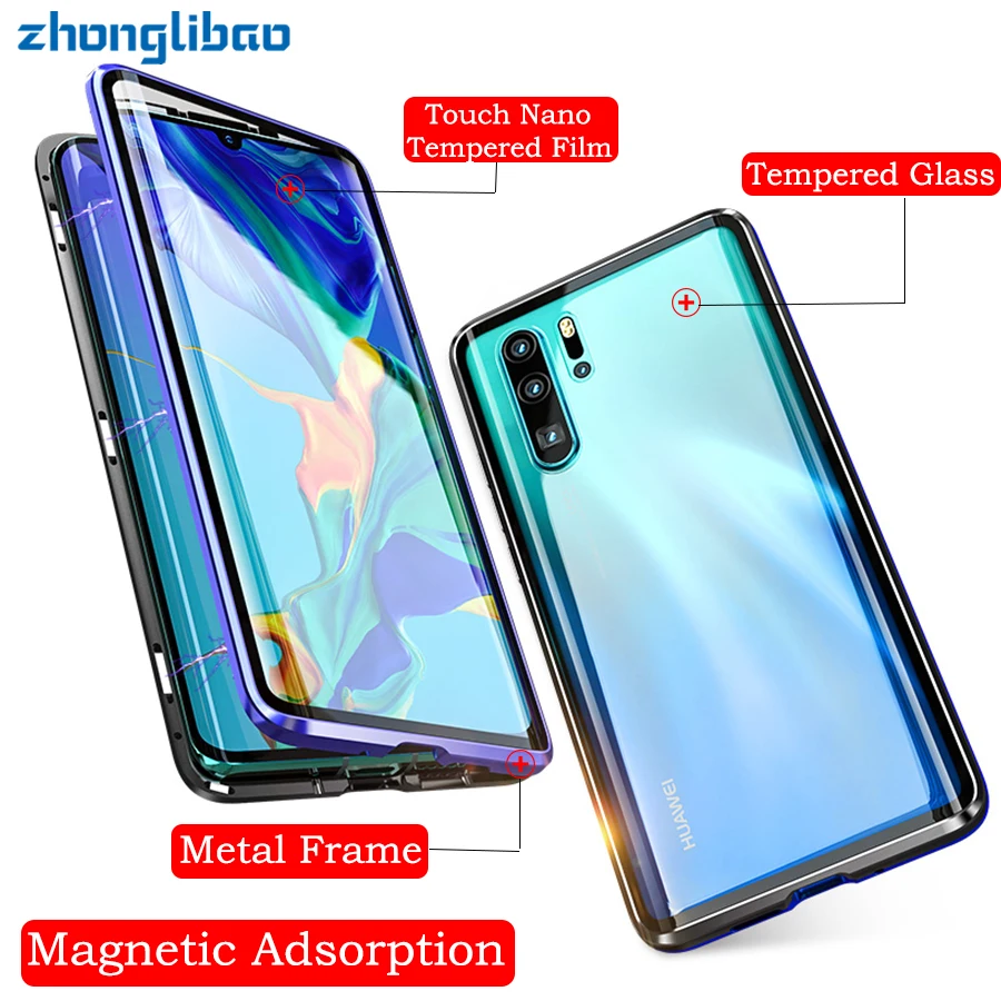 P30Pro Передняя Задняя изогнутая 360 стеклянная Магнитная Адсорбция металлический