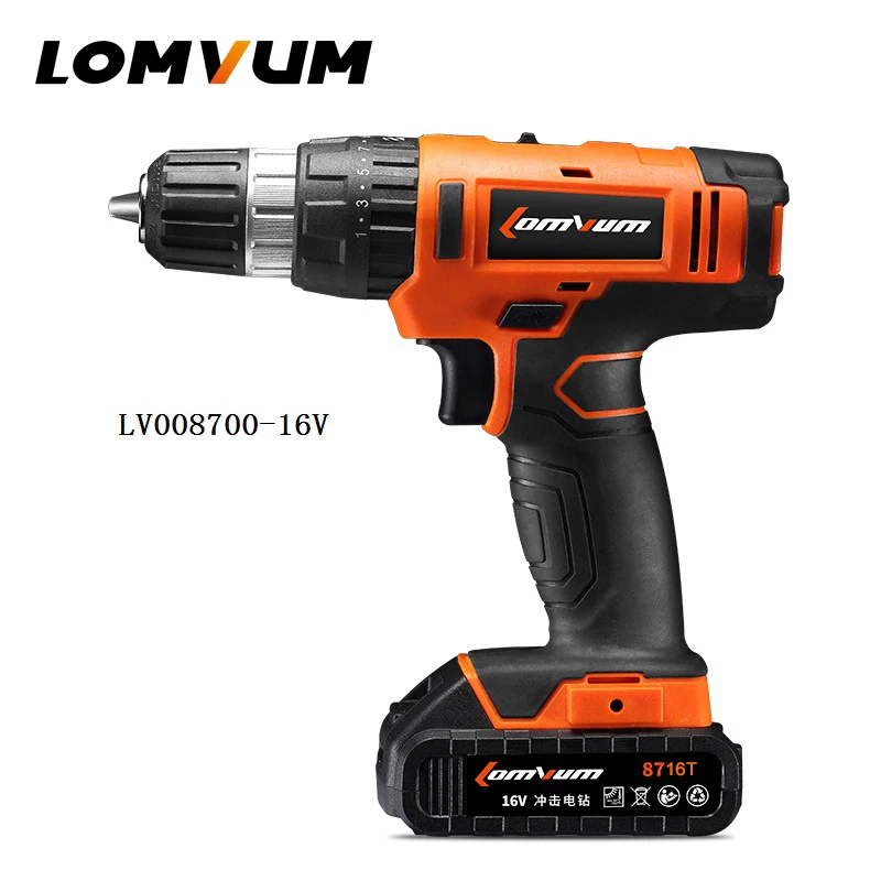 LOMVUM 16V Rechargeable Lithium/ Battery Electric Household Screwdriver Mini Cordless Drill Power Furadeira Rotary Tool. | Инструменты