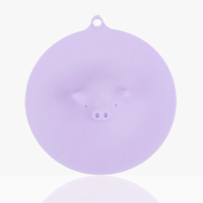 Purple Яркие цвета форма свиньи Пылезащитная непротекающая чашка крышка большая чашка крышка многоразовый силикон изоляционная крышка дропшиппинг - Цвет: Purple
