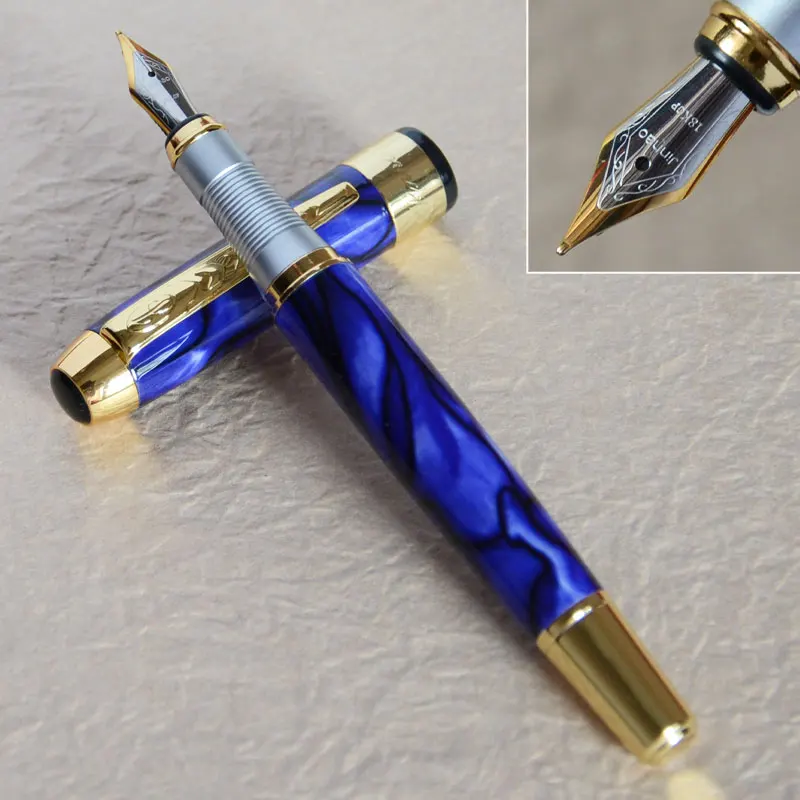 JINHAO 250 перьевая ручка из темно-синего мрамора с золотой отделкой | Канцтовары для