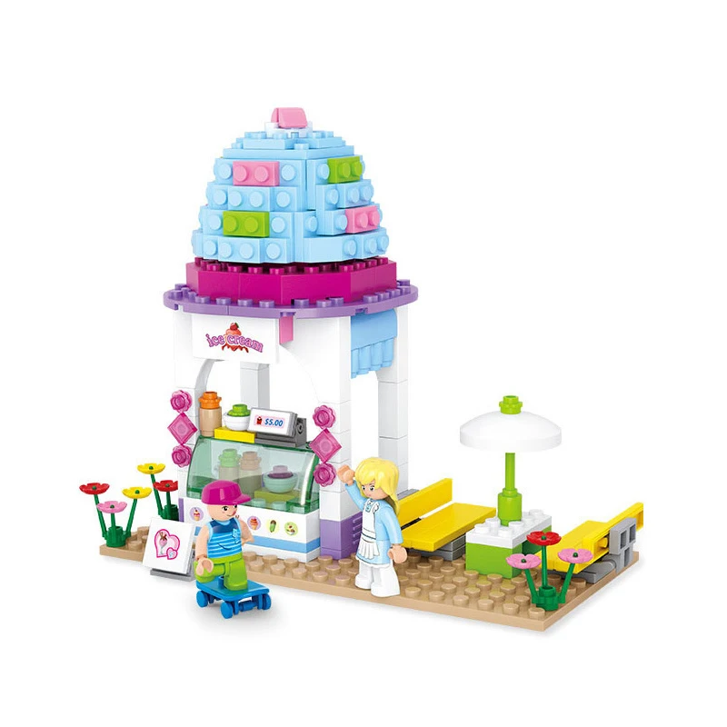 DIY Mini Building Nano blocks children gifts Educational toys model 0525 funny Ice cream house pink dream series Sluban Blocks | Игрушки и
