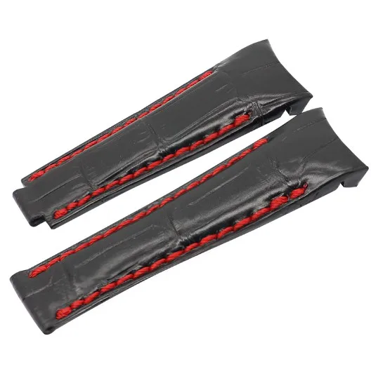 black red line ZLIMSN высококачественный бамбуковый узор из крокодиловой кожи ремешок для часов 20 мм черный пять цветов линии длина может быть настроена - Цвет ремешка: black red line