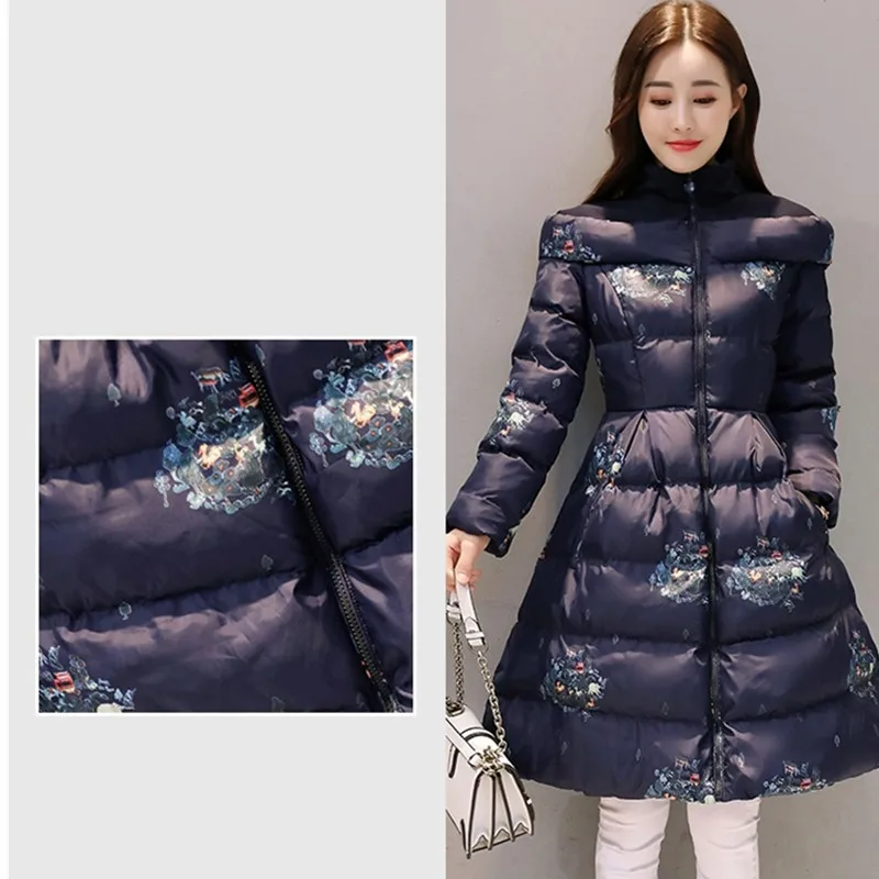 Женская хлопковая куртка YAGENZ длинная с принтом большой размер 696|womens parka coats|parka
