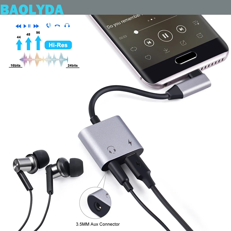 Baolyda usb type C адаптер для 3 5 мм аудио разъем наушников ключ Aux кабель с USB зарядка PD