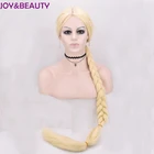 Парик для косплея JOY  BEAUTY, длинные прямые, Принцесса Рапунцель, 150 см, блонд, предварительно заплетенные, синтетические, пушистые волосы