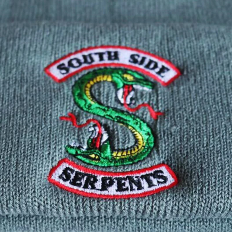 Взрослый ривердейл "south side serpents" шляпы для косплея шапочка Кепки зимняя вязаная вышивка шляпа