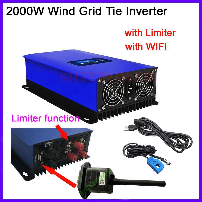 

2000W Wind Power Grid Tie Inverter with Dump Load Resistor 45-90V ac to 220V 230V 240V AC MPPT Pure Sine Wave Grid Tie Inverter