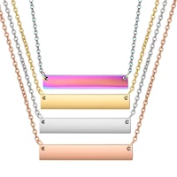 30pcslot fashion flat bars necklace mirror polish stainless steel high quality choker women bar pendant necklace 4colors 45cm