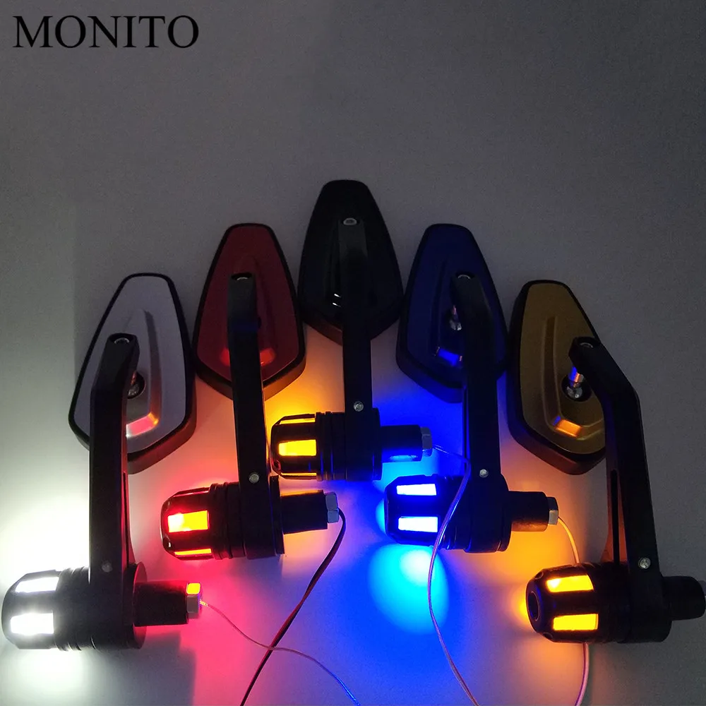 

7/8" 22mm Motorcycle Handle Bar End Mirrors Side Mirror Turn Signal For Moto BREVA 750 1100 GRISO MGX21 GT8V NORGE 1200