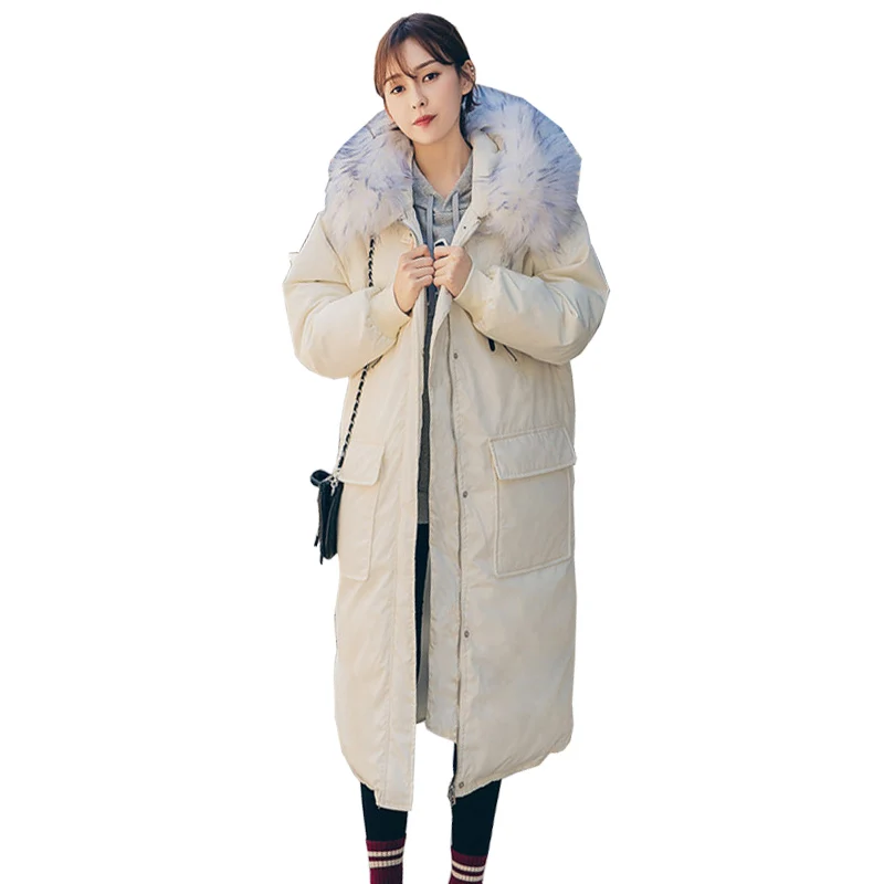 

TAJIYANE Winter Long Jacket Women Korean Ladies Coats Fur Collar Jackets Vintage Coat Down Cotton Overcoat Parkas Mujer ZL270