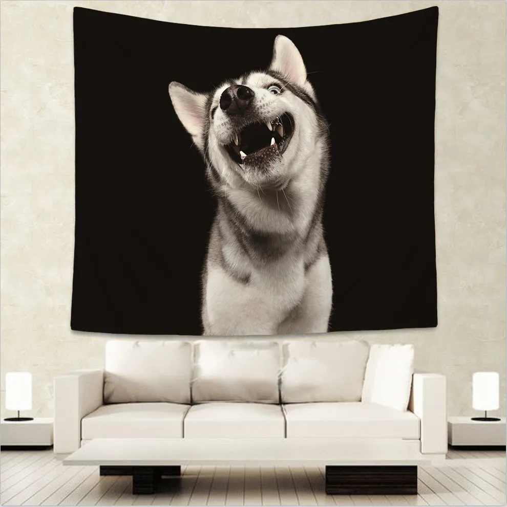 Забавный Husky собака напечатанный индийский гобелен хиппи настенный гобелен с мандалой покрывало в богемном стиле декор в общежитии Настенный Ковер 130x150 см Коврик GA13 - Цвет: 3