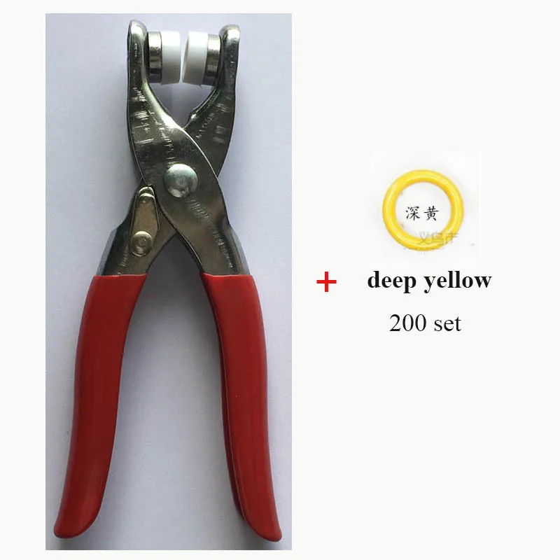 plier and deep yello Простой в использовании инструмент плоскогубцы высокое качество латунь 9,5 мм зубчатая Кнопка 200 набор 20 цветов крепеж пресс-шпильки попперы пряжки - Цвет: plier and deep yello